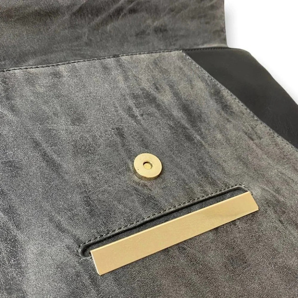 Emperia Black &  Grey Vegan Leather Envelope Clutch - Picture 6 of 10